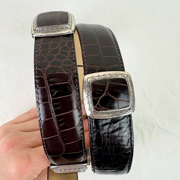 Brighton Black & Brown Alligator Embossed Belt - Picture 2 of 9